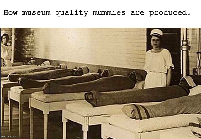 not sold on ebay | How museum quality mummies are produced. | image tagged in memes,dfark humor,cursed | made w/ Imgflip meme maker