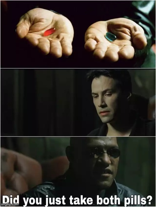 Did you just take both pills? | image tagged in did you just take both pills | made w/ Imgflip meme maker