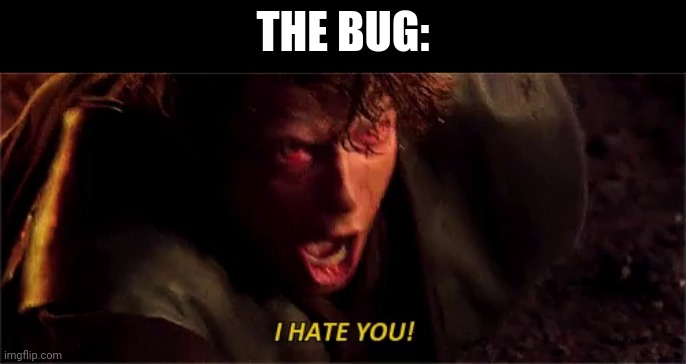 anakin i hate you with subtitle | THE BUG: | image tagged in anakin i hate you with subtitle | made w/ Imgflip meme maker