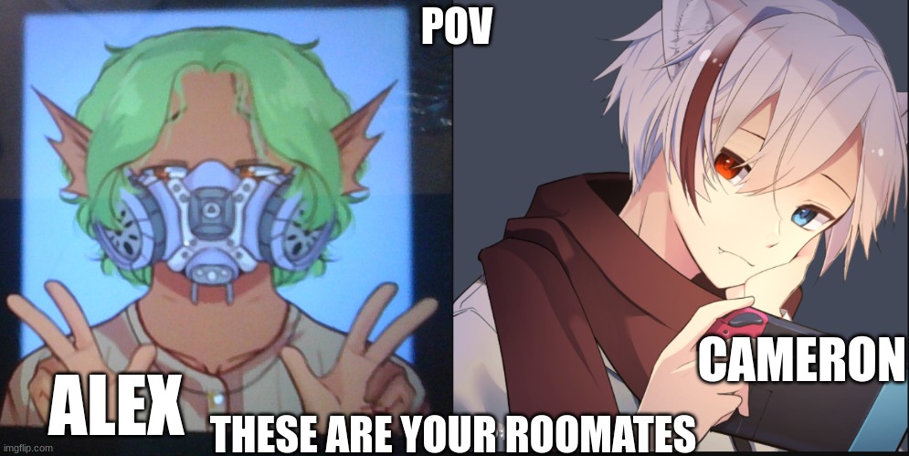 sorry for low quality on left one | POV; CAMERON; THESE ARE YOUR ROOMATES; ALEX | made w/ Imgflip meme maker