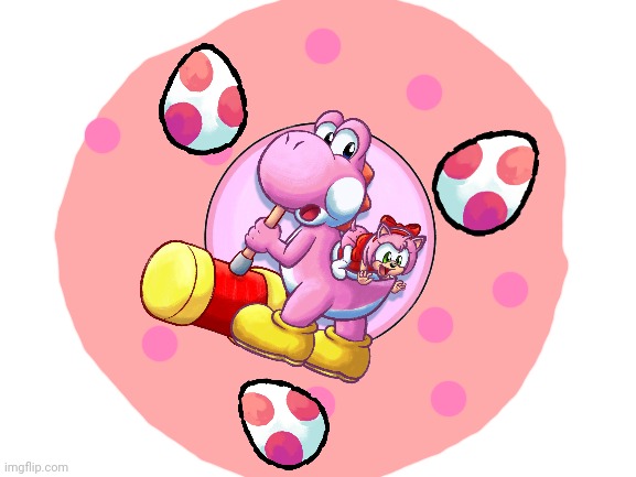 Pink Yoshi & baby Amy Slushie Slime by Fiddle Yoshi-Z | image tagged in blank white template,yoshi's island,slime,baby sonic the hedgehog,music-yoshi-z,sparkcraft | made w/ Imgflip meme maker