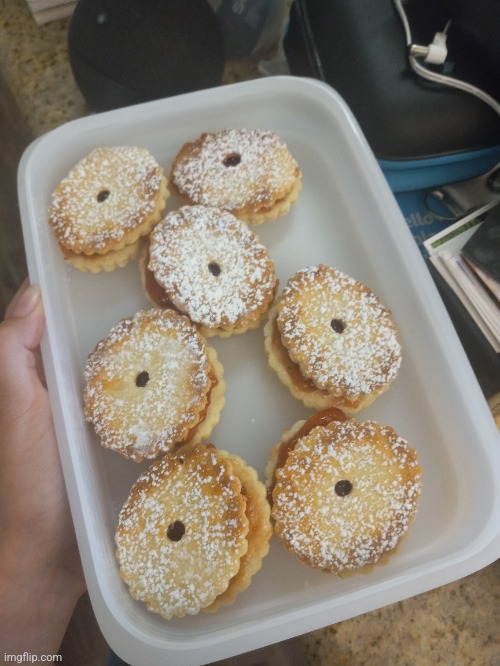 heya ! i made some linzer cookies for my school :) heres how they came out ! | made w/ Imgflip meme maker