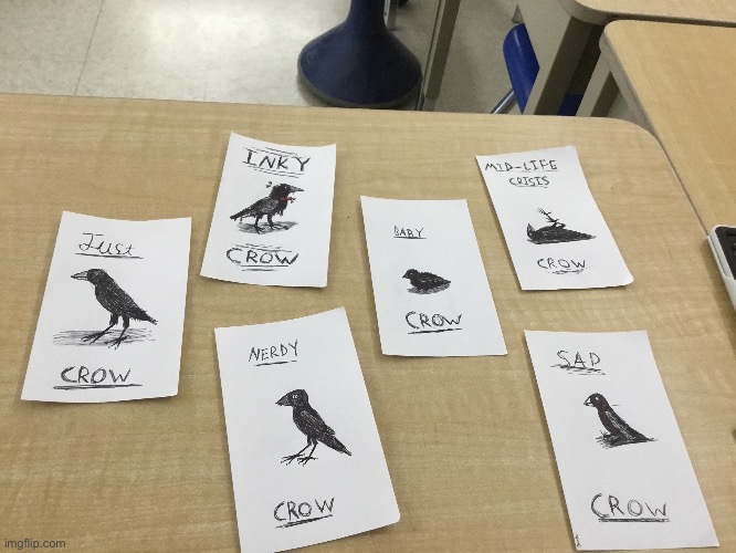 GUYS HELP I STARTED DRAWING CROWS AND MER FJKHVVBERFJH VJKREHFBVJOHNREFIOVHBROEFJHVBOREI | made w/ Imgflip meme maker