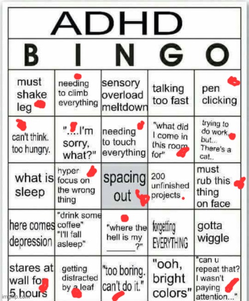 BINGO! | image tagged in adhd bingo | made w/ Imgflip meme maker