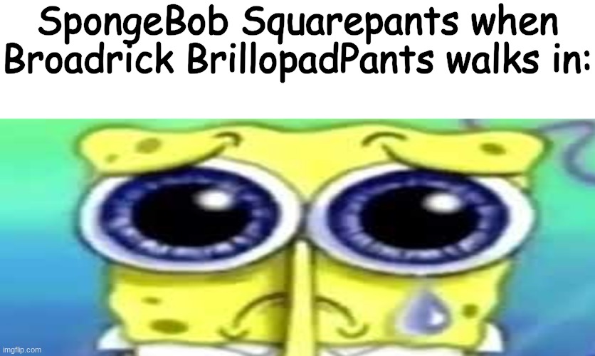 Sad Spong | SpongeBob Squarepants when Broadrick BrillopadPants walks in: | image tagged in sad spong | made w/ Imgflip meme maker