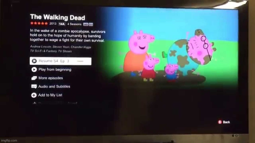 Ah yes, The Walking Dead | image tagged in peppa pig netflix glitch | made w/ Imgflip meme maker