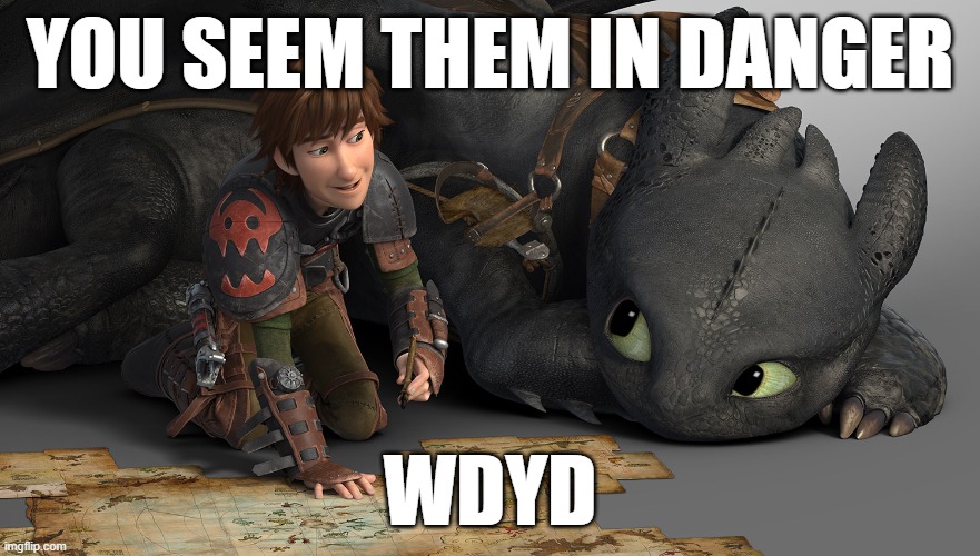 credit to HTTYD | YOU SEEM THEM IN DANGER; WDYD | made w/ Imgflip meme maker