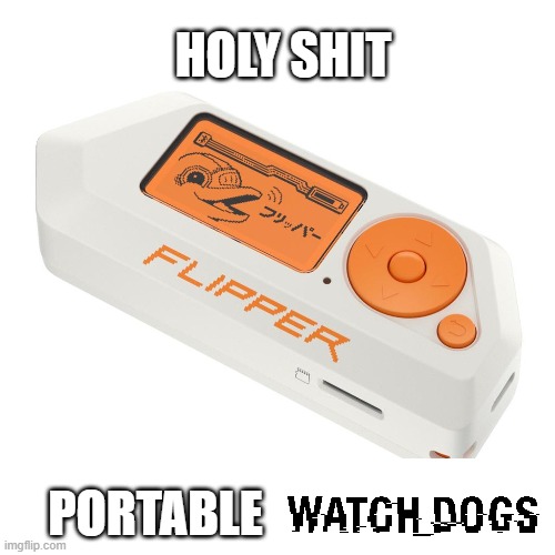 Portable watch dogs?!11!!?!?1 :flushed: flushed: | HOLY SHIT; PORTABLE | image tagged in watch dogs,flipper zero,holy shit | made w/ Imgflip meme maker