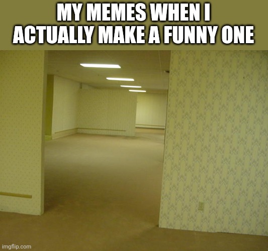 The Backrooms | MY MEMES WHEN I ACTUALLY MAKE A FUNNY ONE | image tagged in the backrooms | made w/ Imgflip meme maker