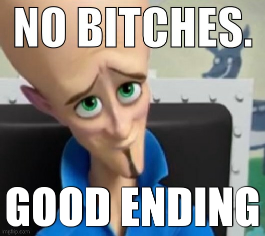 No bitches good ending | GOOD ENDING | image tagged in no bitches good ending | made w/ Imgflip meme maker