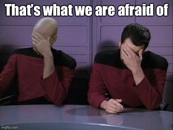 Double Facepalm | That’s what we are afraid of | image tagged in double facepalm | made w/ Imgflip meme maker
