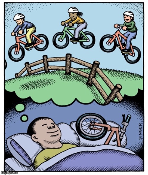Biker going to sleep | image tagged in hoe biker,gets to sleep,counting,sleep,comics | made w/ Imgflip meme maker
