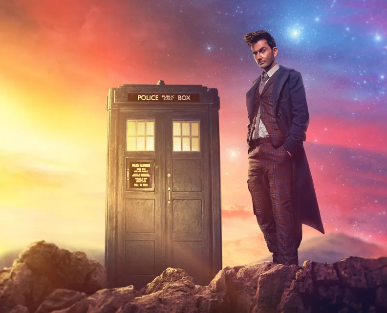 Fourteenth Doctor With TARDIS Blank Meme Template