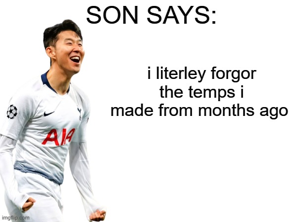 i literley forgor the temps i made from months ago | image tagged in son says | made w/ Imgflip meme maker