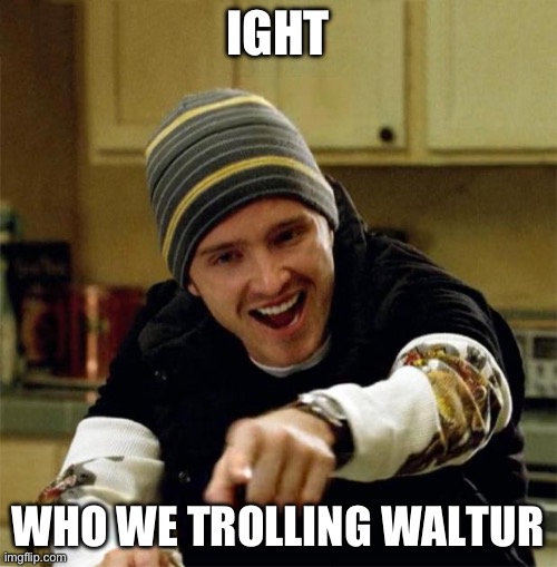 Jesse Pinkman | IGHT WHO WE TROLLING WALTER | image tagged in jesse pinkman | made w/ Imgflip meme maker