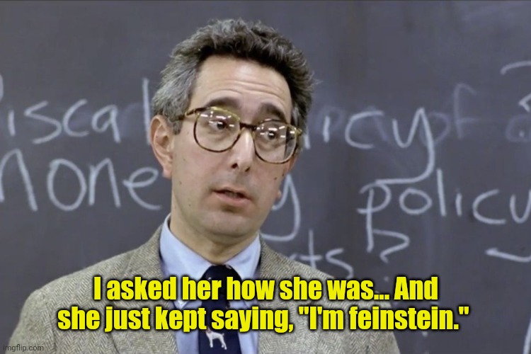 Bueller | I asked her how she was... And she just kept saying, "I'm feinstein." | image tagged in bueller | made w/ Imgflip meme maker