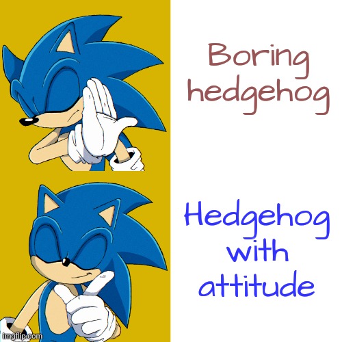 Only the best. | Boring hedgehog; Hedgehog with attitude | image tagged in sonic the drake meme,video games,sega,classic | made w/ Imgflip meme maker