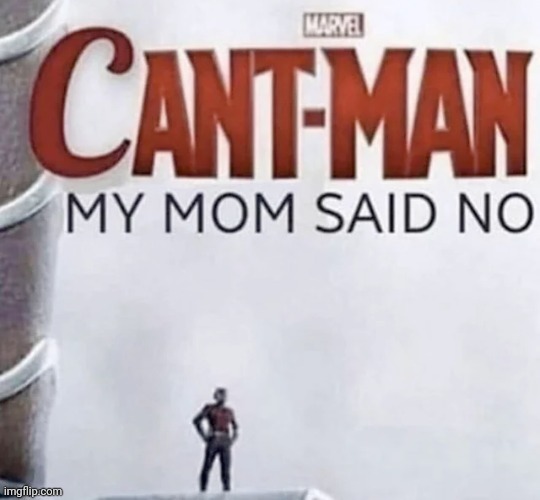 Cant man, my mom said no | image tagged in cant man | made w/ Imgflip meme maker