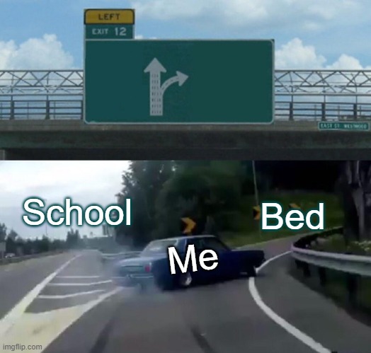 Me in the morning | Bed; School; Me | image tagged in memes,fun | made w/ Imgflip meme maker