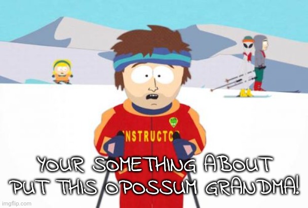 Super Cool Ski Instructor Meme | YOUR SOMETHING ABOUT PUT THIS OPOSSUM GRANDMA! | image tagged in memes,super cool ski instructor | made w/ Imgflip meme maker