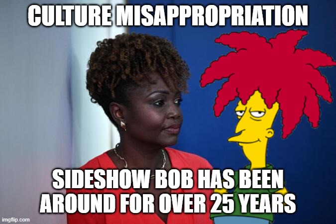 Hypocrisy a one sided bitch | CULTURE MISAPPROPRIATION; SIDESHOW BOB HAS BEEN AROUND FOR OVER 25 YEARS | image tagged in stole it like she owned it | made w/ Imgflip meme maker