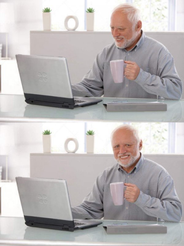 Old guy smile computer Blank Meme Template