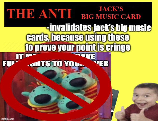 JACK'S BIG MUSIC CARD jack's big music | made w/ Imgflip meme maker