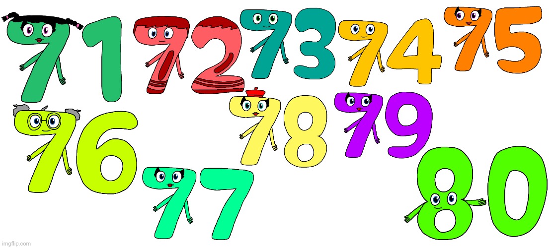 Charlie and the Numbers 71 to 80 | image tagged in charlie and the numbers,babytv | made w/ Imgflip meme maker