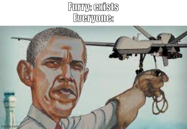 Furry | Furry: exists
Everyone: | image tagged in obama,drone strike | made w/ Imgflip meme maker