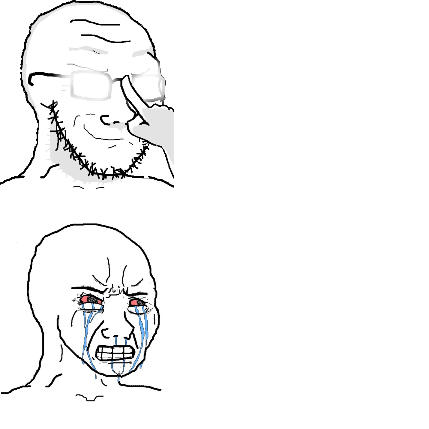 High Quality Wojak Glasses and Crying Blank Meme Template