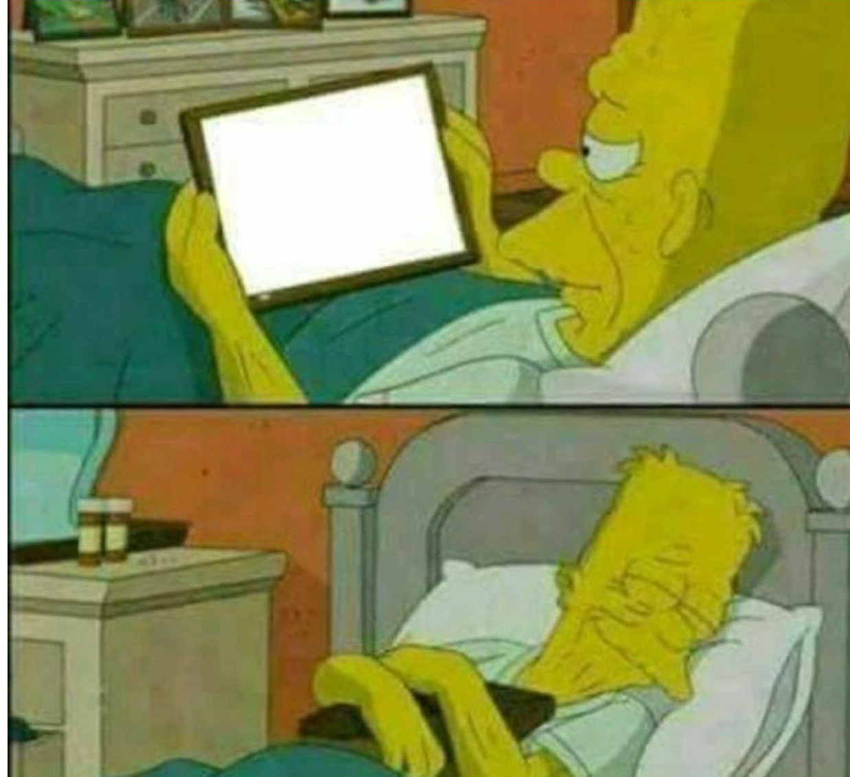 High Quality Grandpa simpson looks at tablet one last time Blank Meme Template