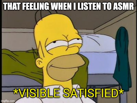 Homer satisfied | THAT FEELING WHEN I LISTEN TO ASMR; *VISIBLE SATISFIED* | image tagged in homer satisfied | made w/ Imgflip meme maker