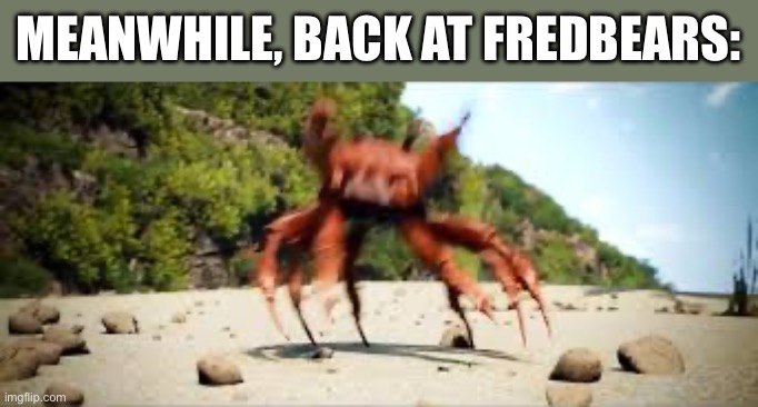 crab rave | MEANWHILE, BACK AT FREDBEARS: | image tagged in crab rave | made w/ Imgflip meme maker