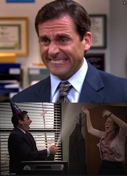 Michael Scott Stressed Celebrate | image tagged in michael scott stressed celebrate | made w/ Imgflip meme maker