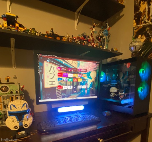 my pc setup (not lgbtq but i thought it was cool) the biggest thing i wanted to show was the pc, because the monitor kinda sucks | made w/ Imgflip meme maker