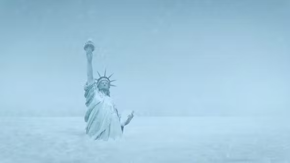 High Quality statue of liberty above fog Blank Meme Template