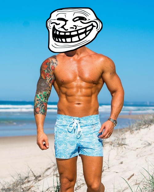 trollface in a swimsuit | made w/ Imgflip meme maker