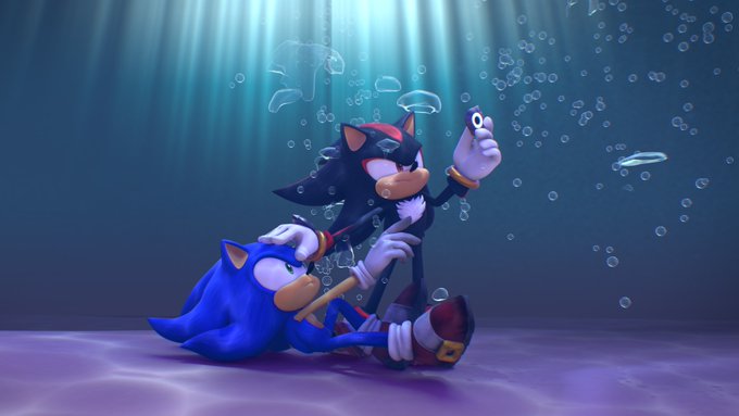 Sonic and Shadow underwater Blank Meme Template