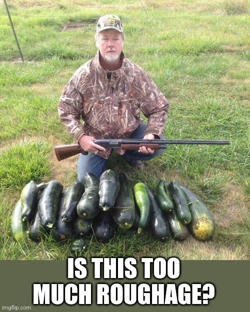 Vegan Hunting | IS THIS TOO MUCH ROUGHAGE? | image tagged in vegan hunting | made w/ Imgflip meme maker