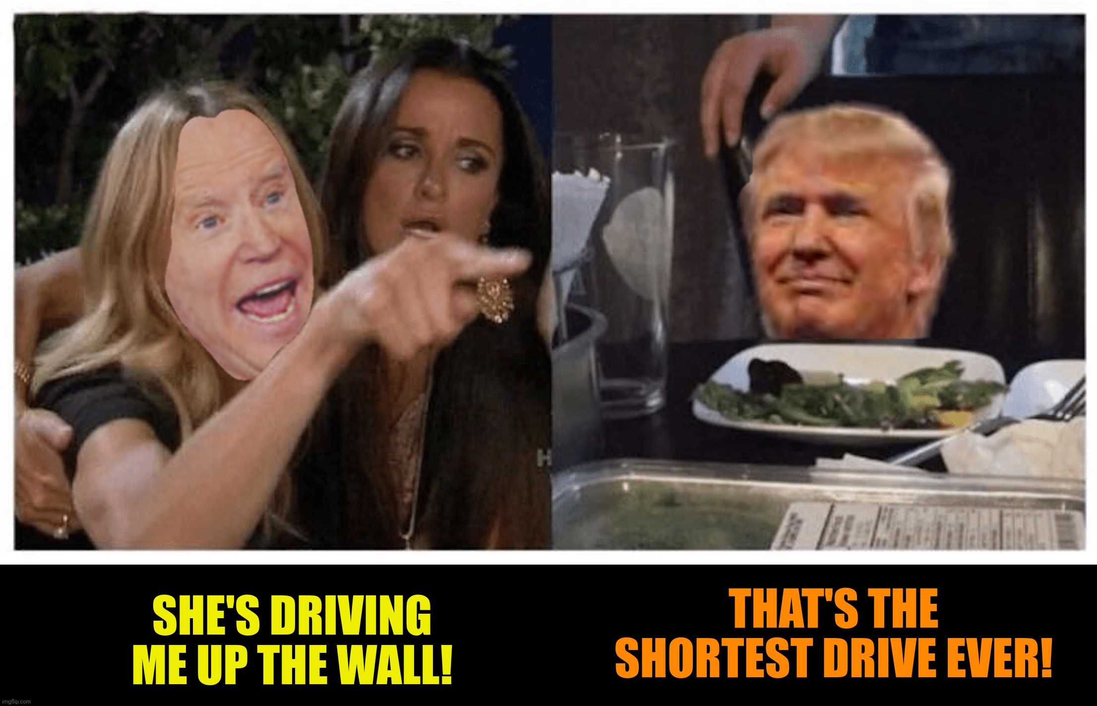 SHE'S DRIVING ME UP THE WALL! THAT'S THE SHORTEST DRIVE EVER! | made w/ Imgflip meme maker