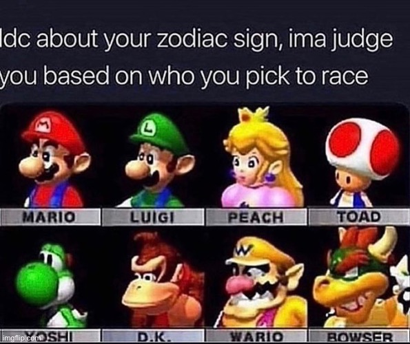 Peach and Toad are the fastest, so… | made w/ Imgflip meme maker