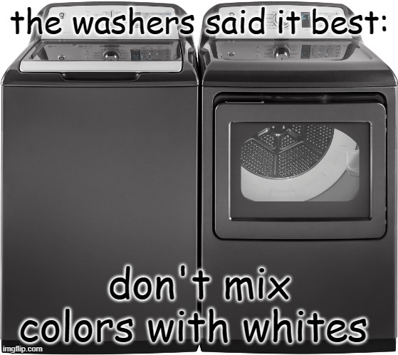 garfield are you /srs or /j | the washers said it best:; don't mix colors with whites | image tagged in heavy duty washer and dryer | made w/ Imgflip meme maker