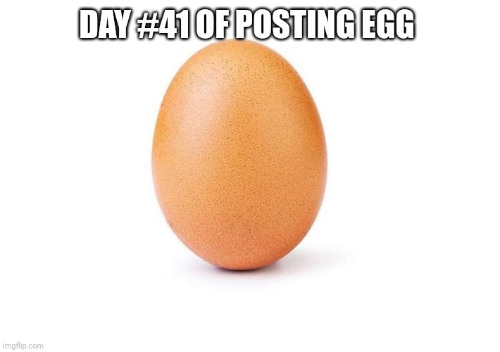 EGG | DAY #41 OF POSTING EGG | image tagged in eggbert,eggs,egg | made w/ Imgflip meme maker