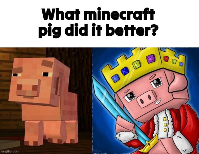 Who did it better | What minecraft pig did it better? | image tagged in blank white template | made w/ Imgflip meme maker