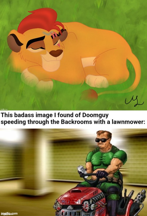 image tagged in a mentally sick piece of garbage,doomguy lawnmower | made w/ Imgflip meme maker