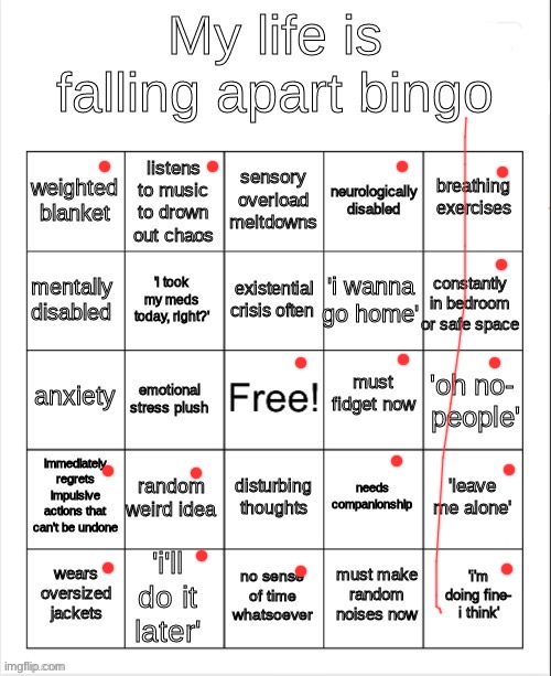 my life is falling apart bingo | image tagged in my life is falling apart bingo | made w/ Imgflip meme maker