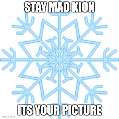 Snowflake | STAY MAD KION; ITS YOUR PICTURE | image tagged in snowflake | made w/ Imgflip meme maker