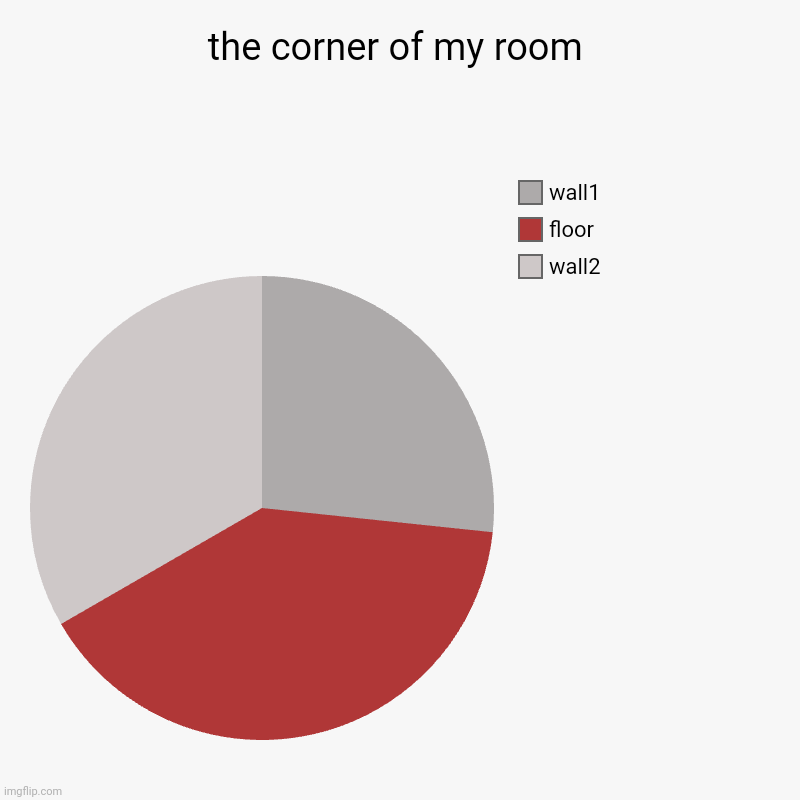 the corner of my room | wall2, floor, wall1 | image tagged in charts,pie charts | made w/ Imgflip chart maker