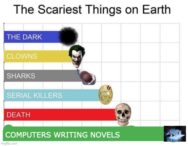 Sci-Fi authors warned about this | COMPUTERS WRITING NOVELS | image tagged in scariest things on earth | made w/ Imgflip meme maker
