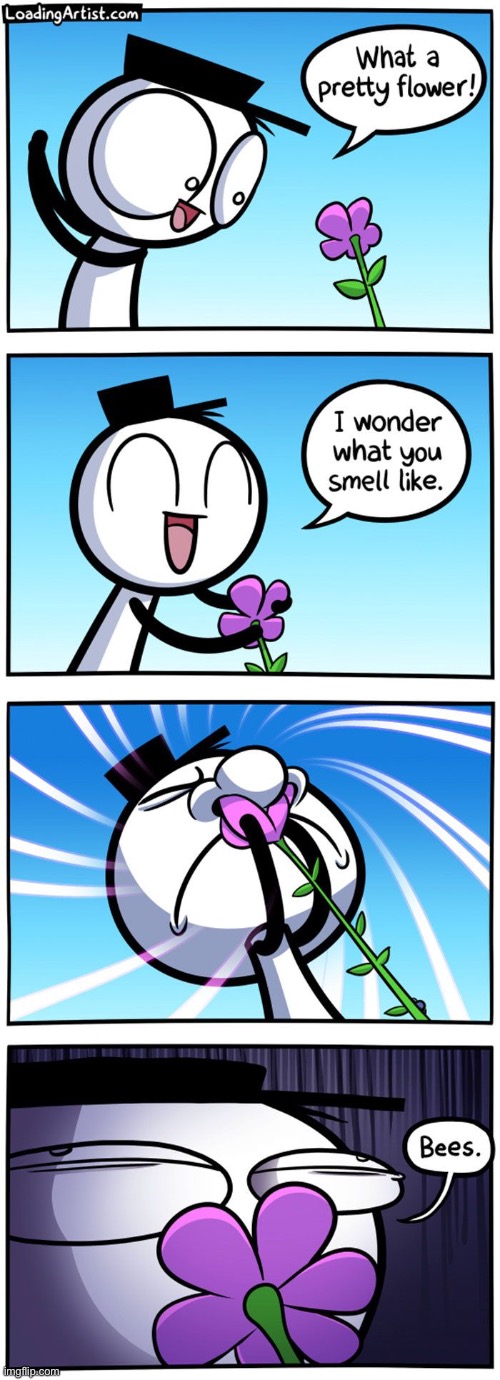 #1,371 | image tagged in loading,artist,comics,comics/cartoons,flowers,bees | made w/ Imgflip meme maker